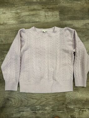 J. Crew Light Lavender Cable-Knit Puff-Sleeve Sweater XL